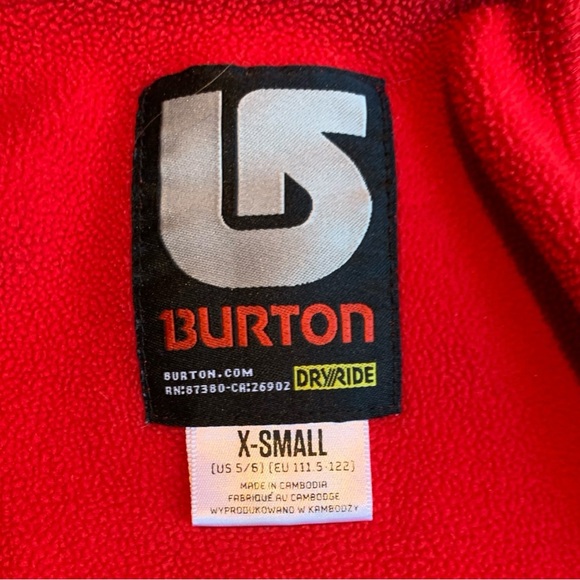 Kids Burton Weatherproof Full Zip Fleece Hoodie Red and Black Size XS (5/6) - Picture 5 of 7